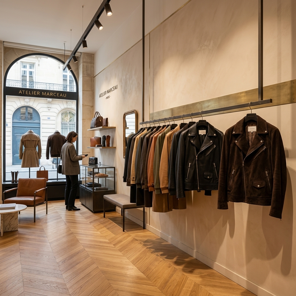 European store owners sourcing leather jackets