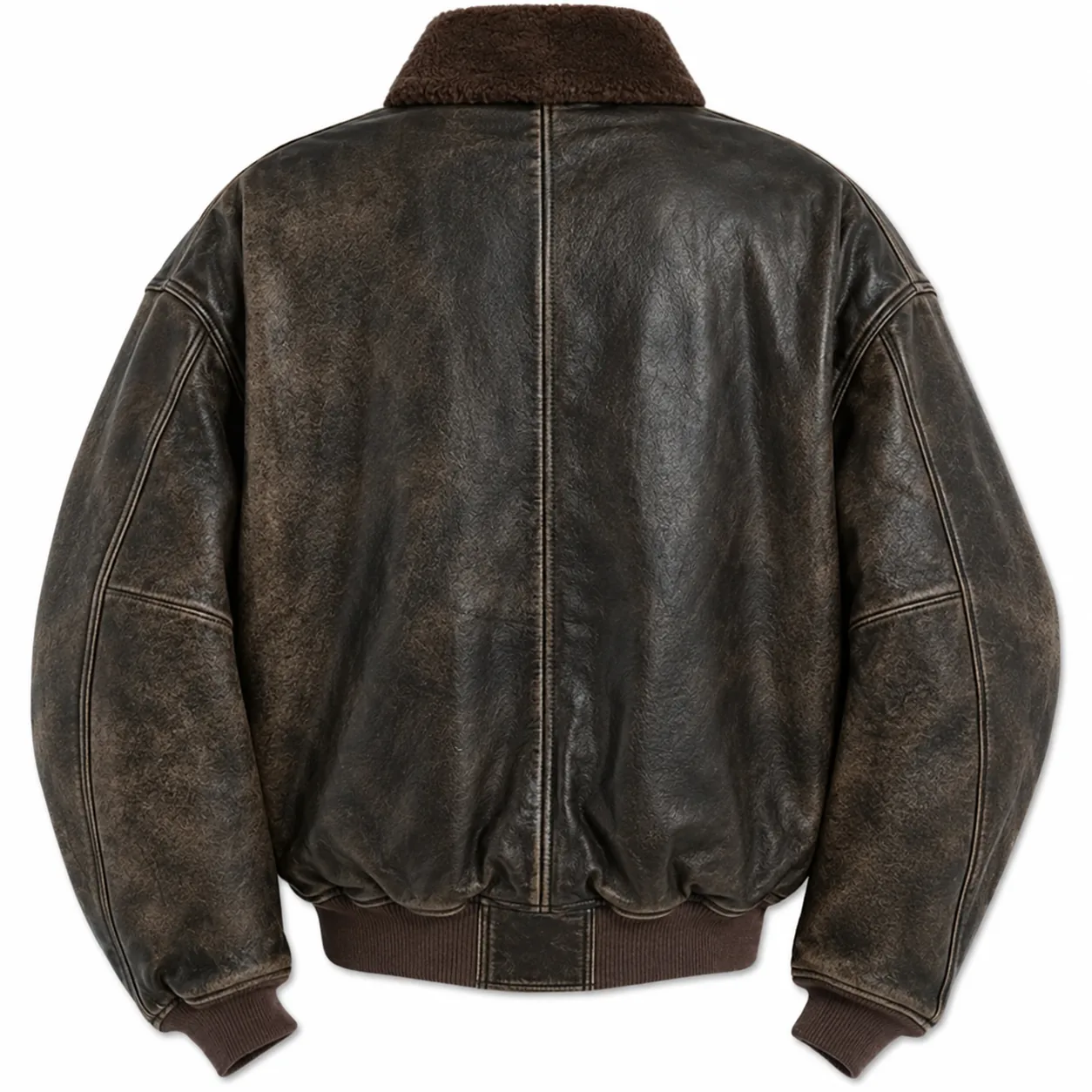 Distressed Vintage Bomber (Brown) — back view