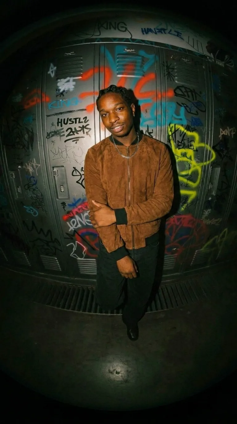 Man wearing Buneri brown suede leather bomber jacket