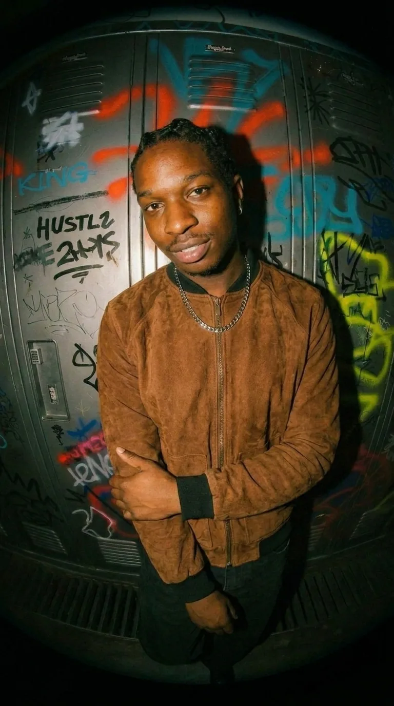 Man wearing Buneri brown suede leather bomber jacket