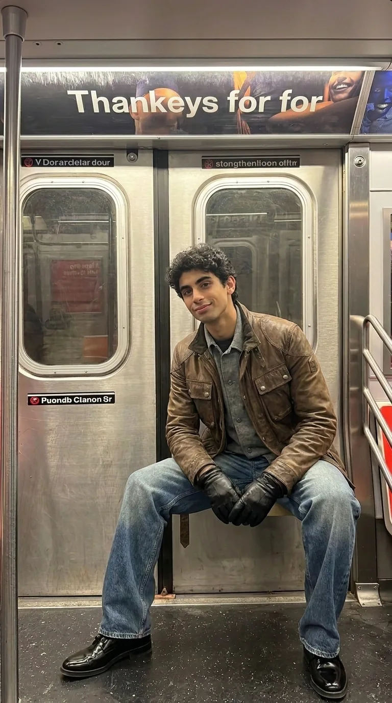 Man wearing Buneri brown waxed leather field coat