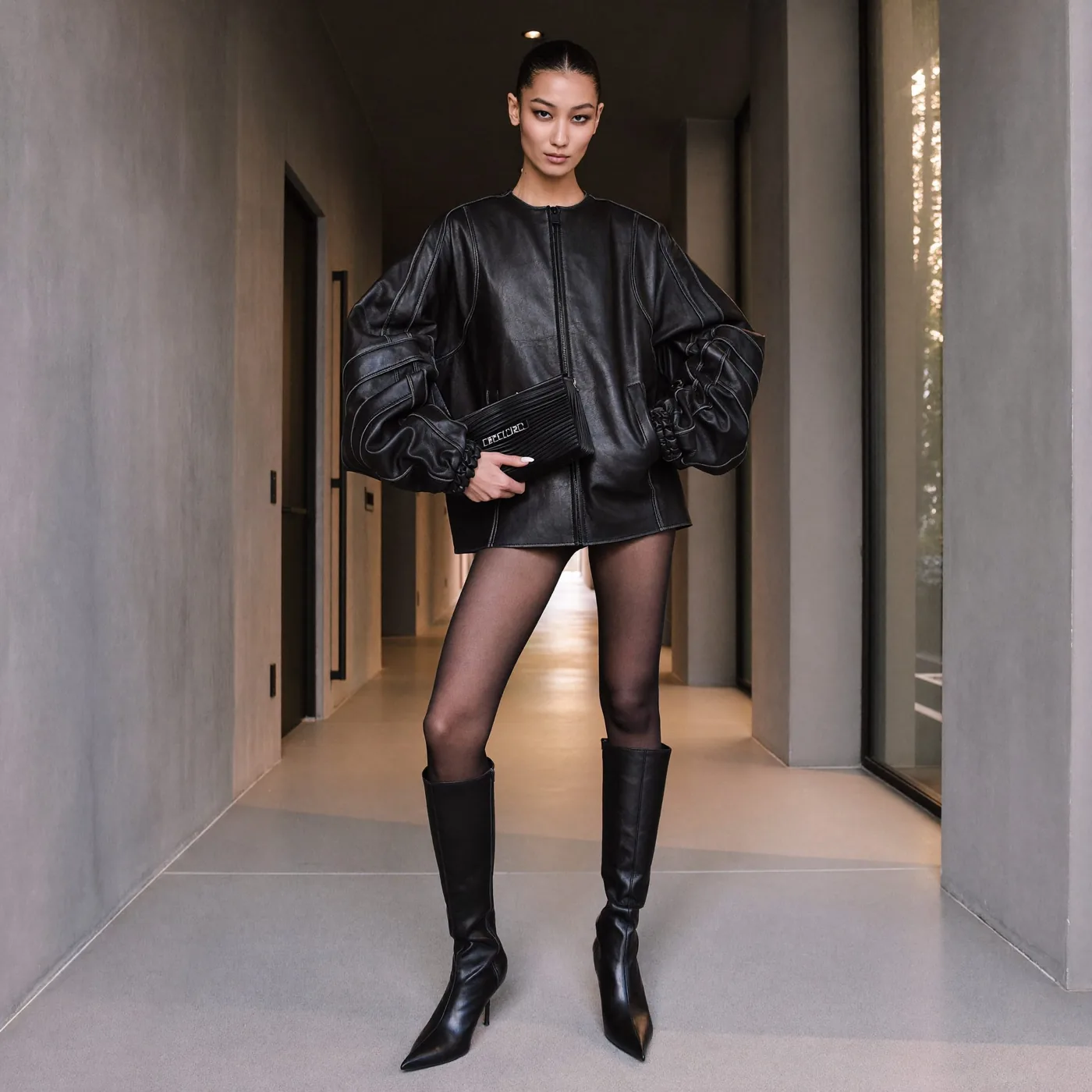Woman wearing Buneri echtlederjacke damen look 23