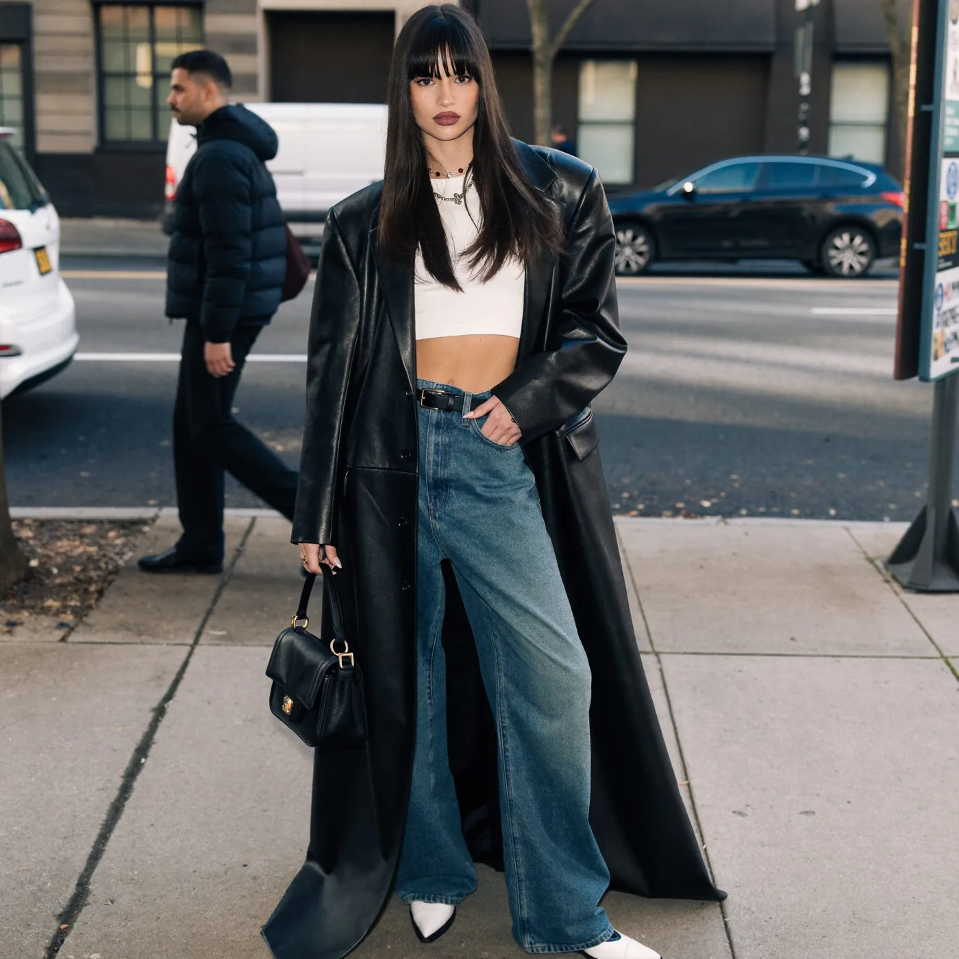 Woman wearing Buneri lederjacke kombinieren herbst 9