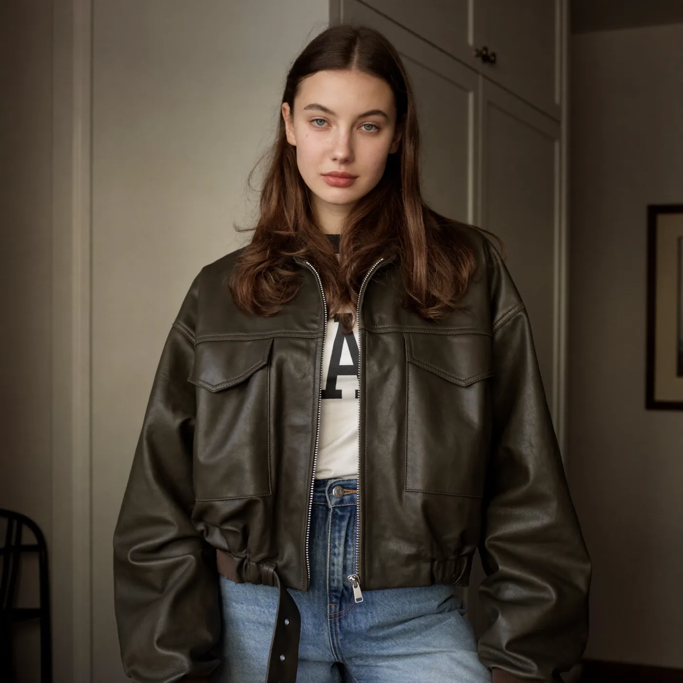 Woman wearing Buneri streetwear lederjacke frauen 18