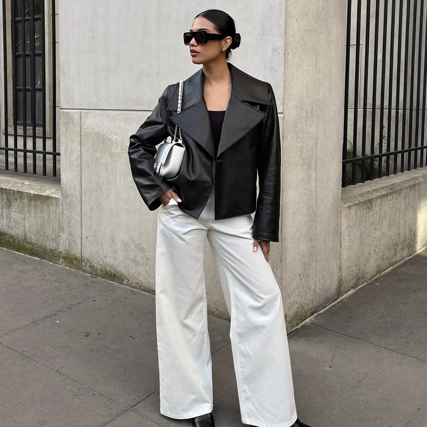 Woman wearing Buneri lederjacke damen outfit 19