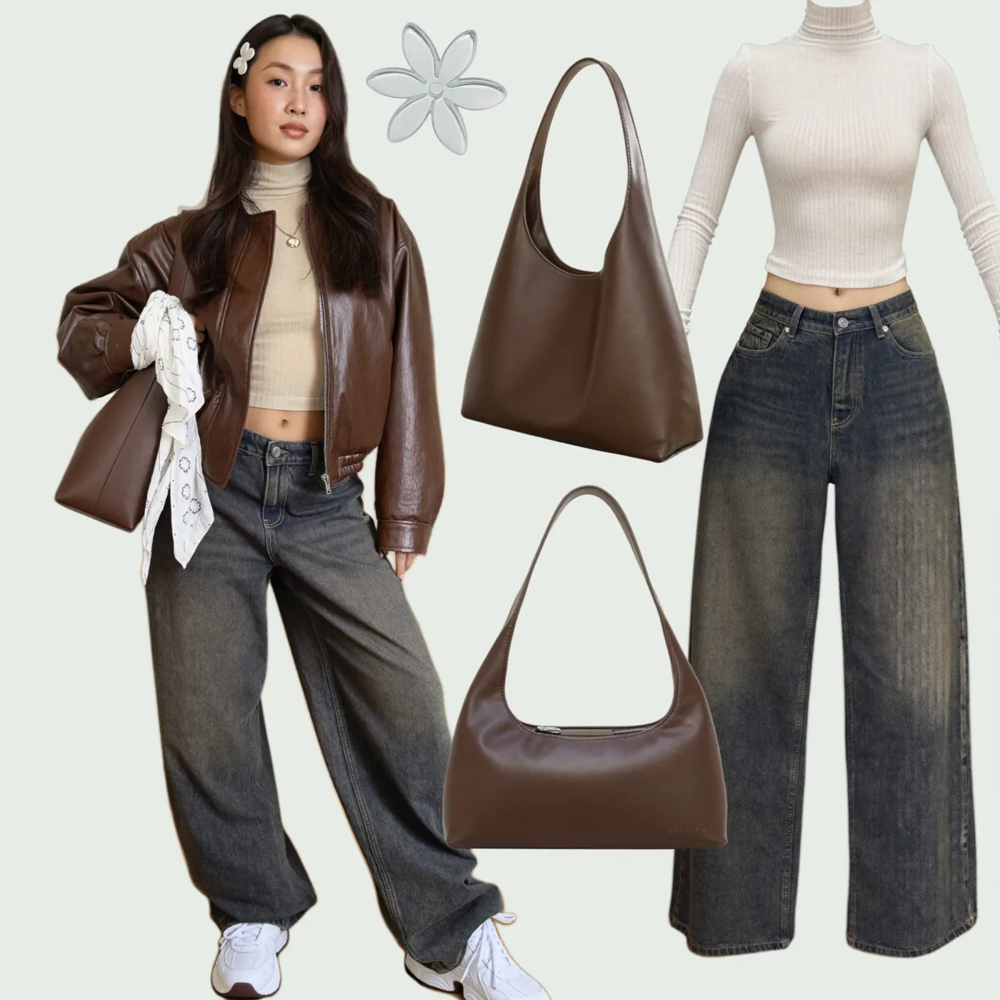 Woman wearing Buneri oversized lederjacke aesthetic 10