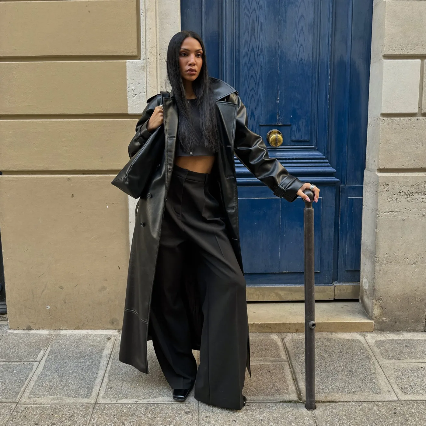Woman wearing Buneri streetstyle leather jacket women 6