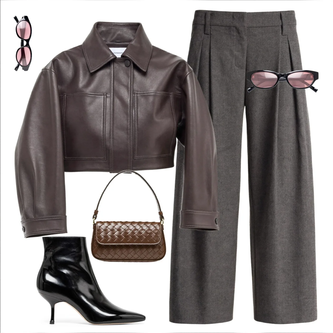 Woman wearing Buneri chic leather jacket look 4