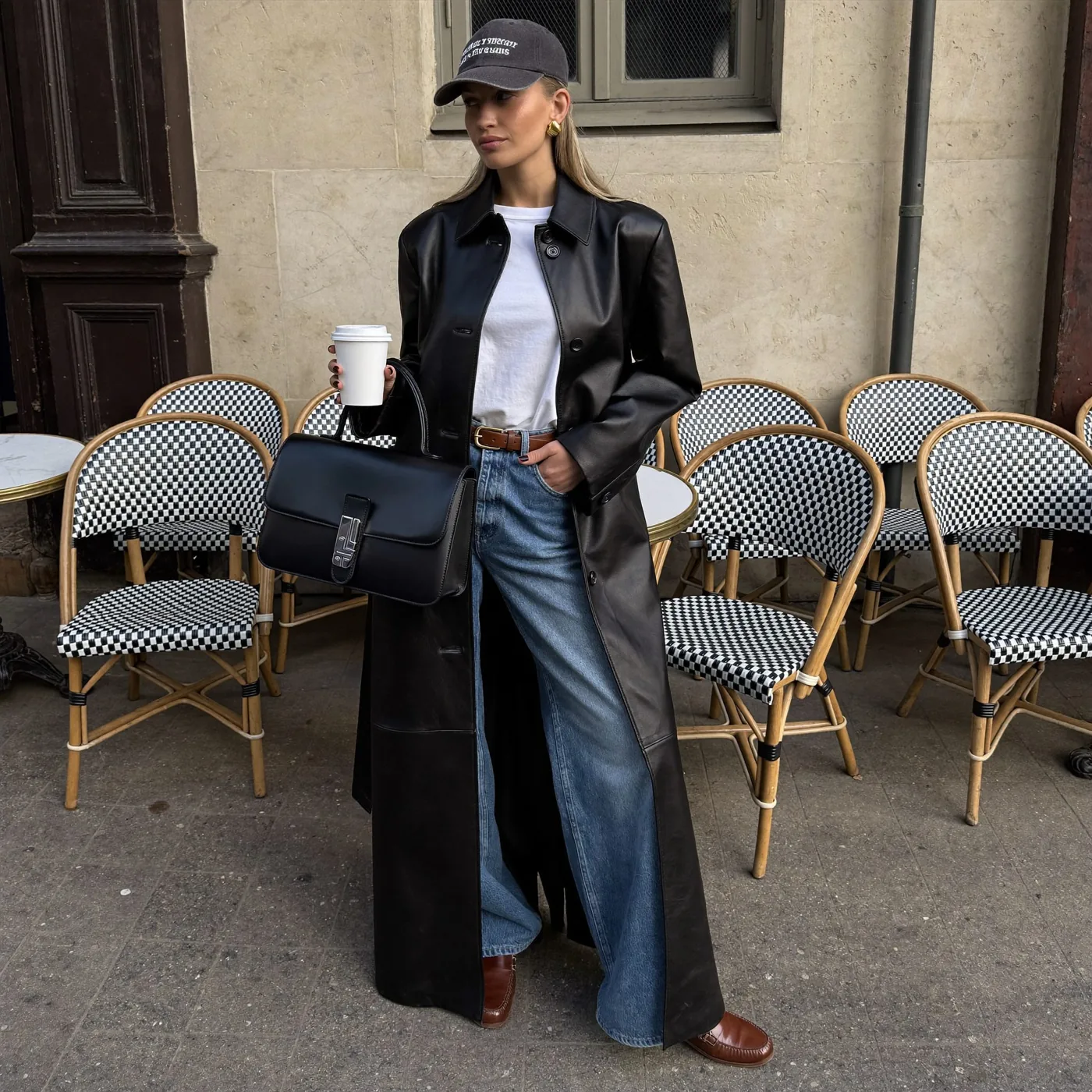 Woman wearing Buneri streetstyle leather jacket women 12