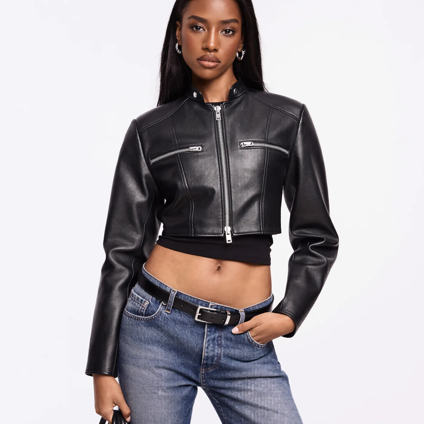 Woman wearing Buneri giacca motociclista aesthetic 10
