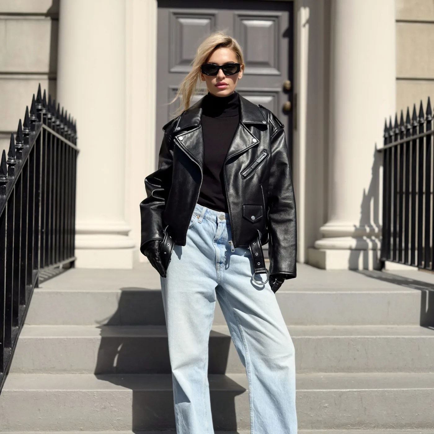 Woman wearing Buneri look giubbotto di pelle 17