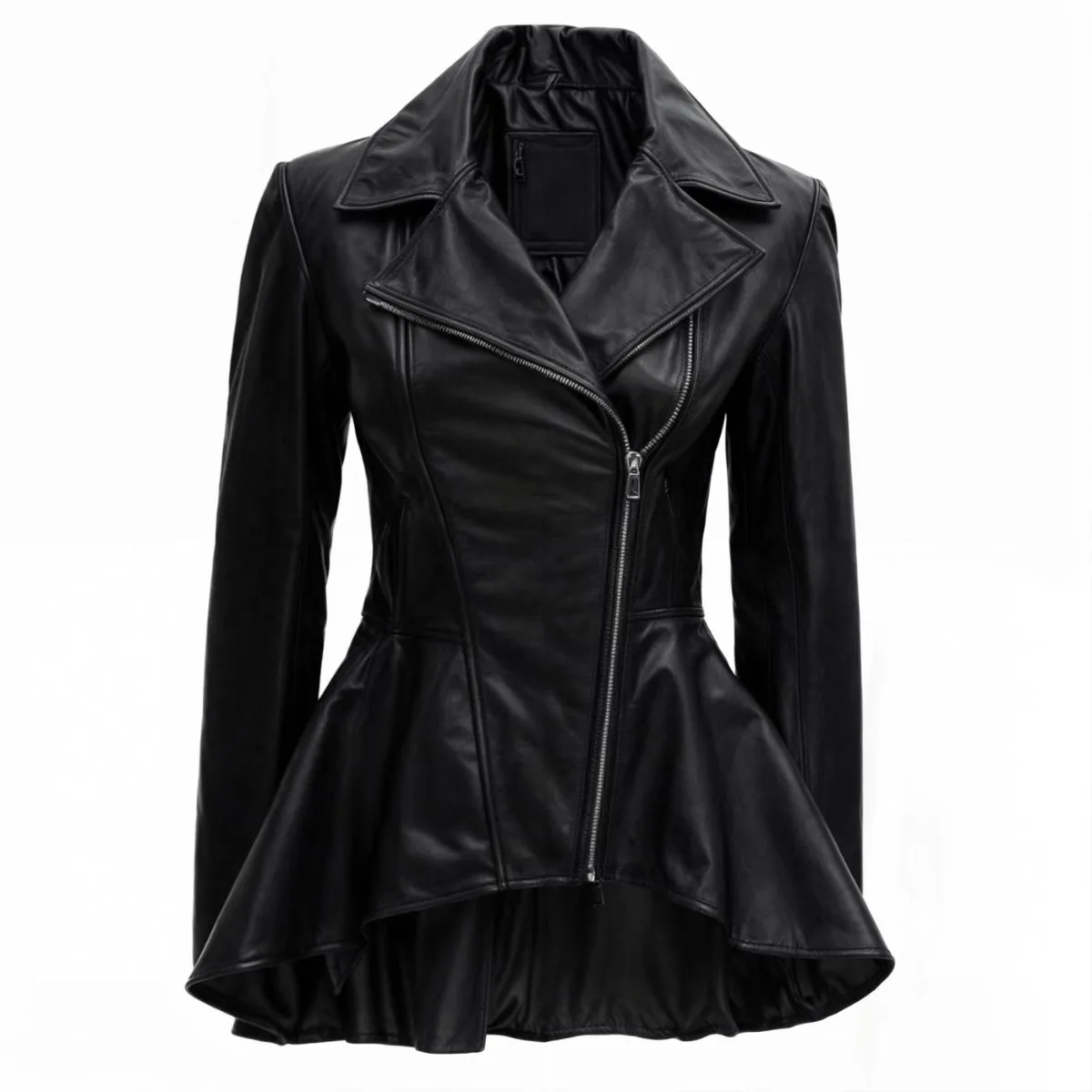 Buneri Czarna Peplum Kurtka Skórzana — Buneri