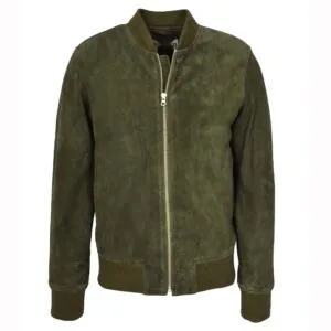 Buneri Skórzana Kurtka Bomber – Oliwkowy Zielony — Buneri