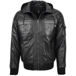 Buneri Skórzana Kurtka Bomber – Czarny — Buneri