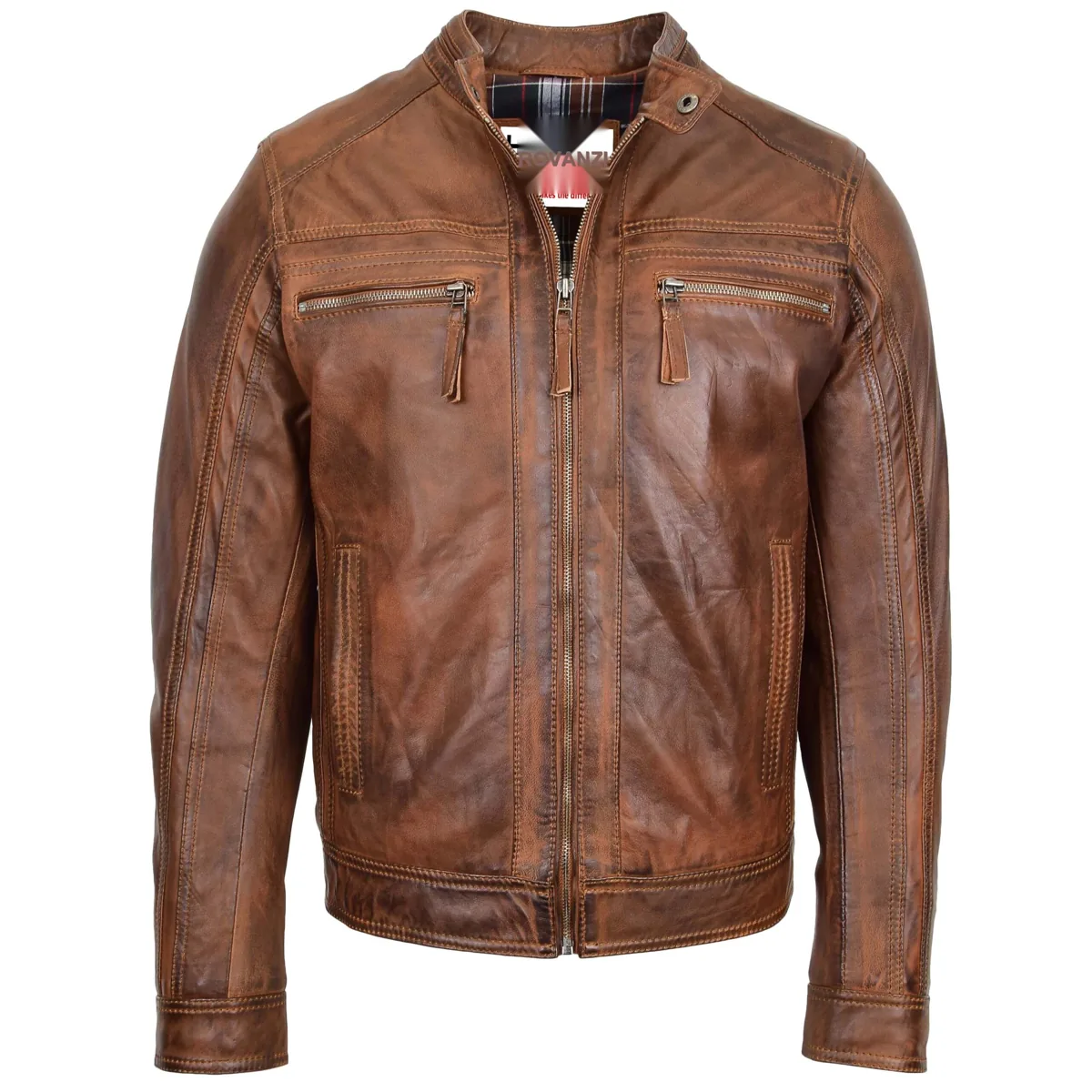 Buneri Kurtka Café Racer – Antyczny Brązowy — Buneri