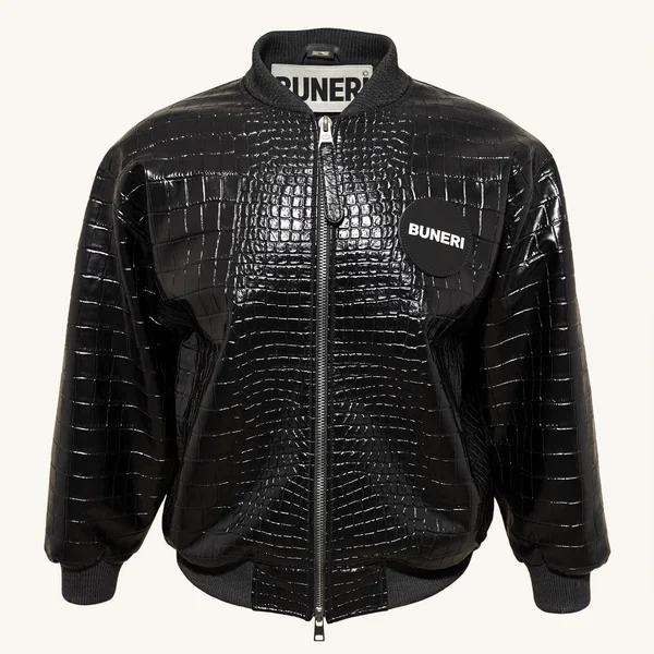 Croc-Emboss Zip Bomber Jacket — Buneri leather manufacturer